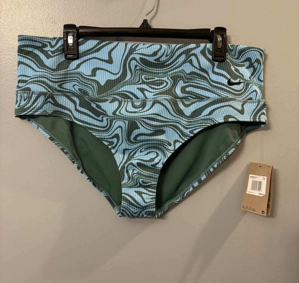 Nike Women's Swim Bottom High Rise Swirl Aquarius Blue Green XXL - New with tag