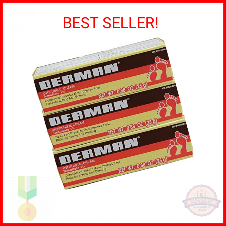 Derman Antifungal Cream for the Treatment of Athlete's Foot (3 Pack (0.88 Ounce)