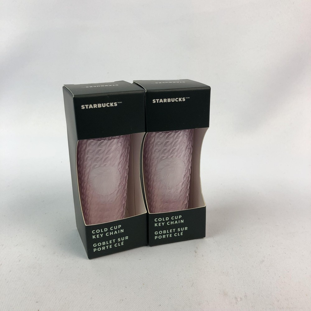 Starbucks Cold Cup Key Chain Pink Plastic Mini Tumbler Keychain Lot 2 New In Box-image