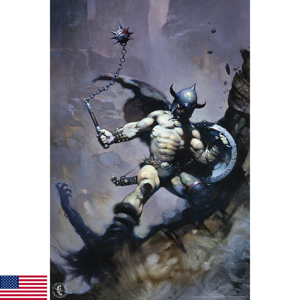 Warrior with Ball and Chain by Frank Frazetta Art Wall Art Gothic Fantasy Decor