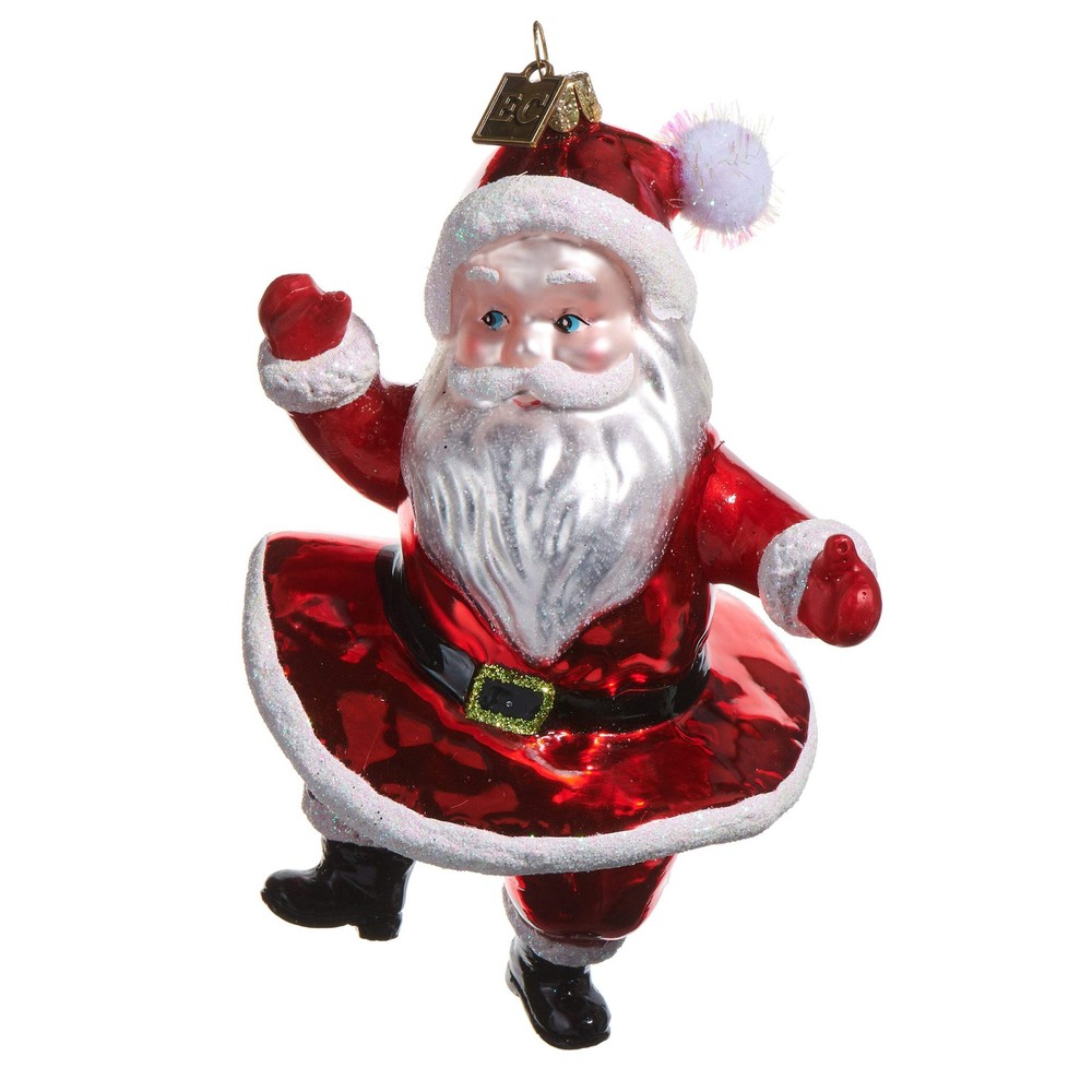 Darling Dancing Santa Glass Ornament 5.5