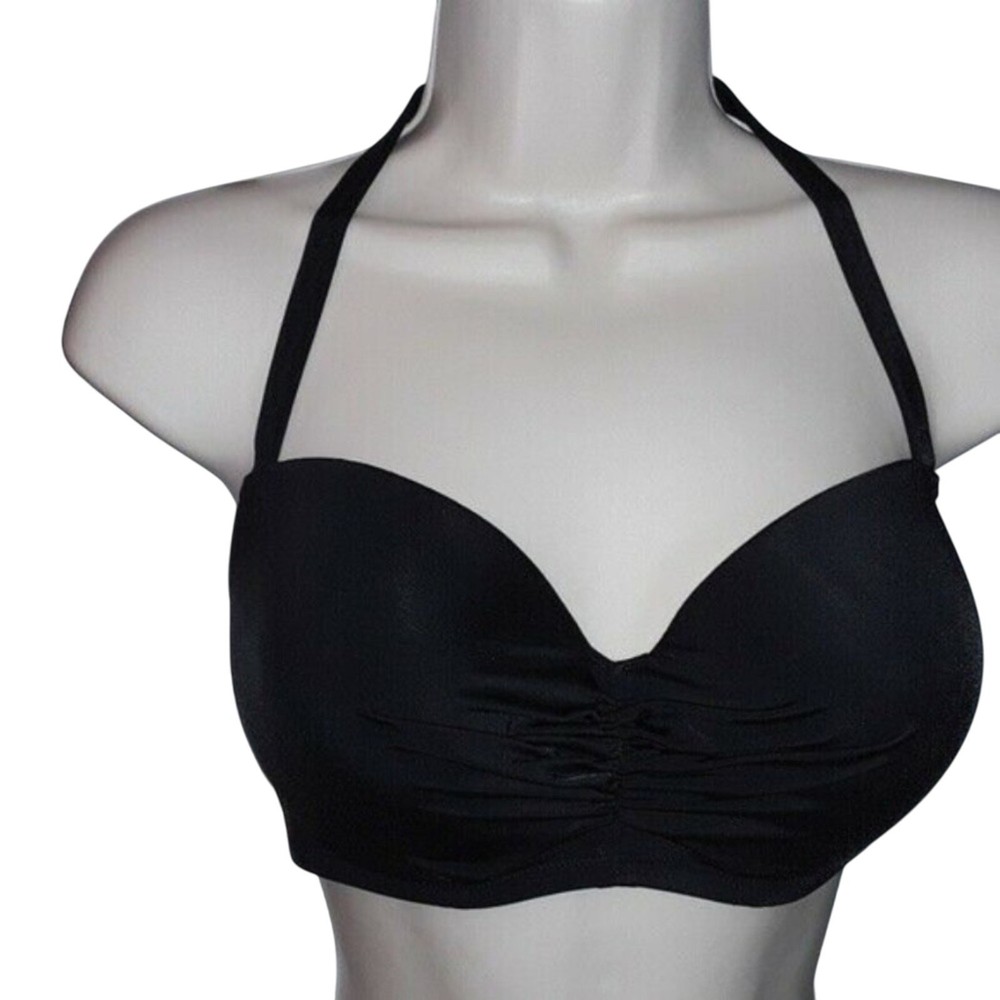 NWT 36DDD Shade & Shore Black Ruched Bikini Top