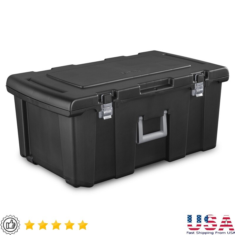 Durable Lockable Plastic Footlocker for Camping College and Moving Storage  