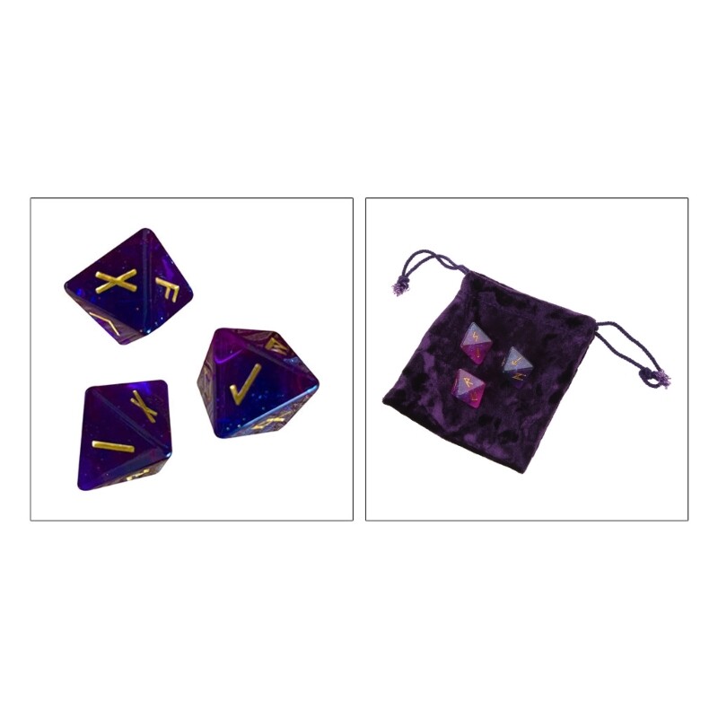 3 Pcs 8-Sided Dice Resin Assorted Polyhedral Dice Set Divination Game