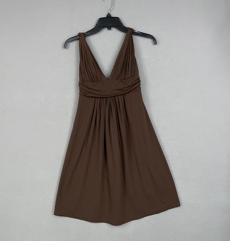 Carmen Marc Valvo Swim Dress Womens XSmall Brown Halter Empire Waist Cover Up
