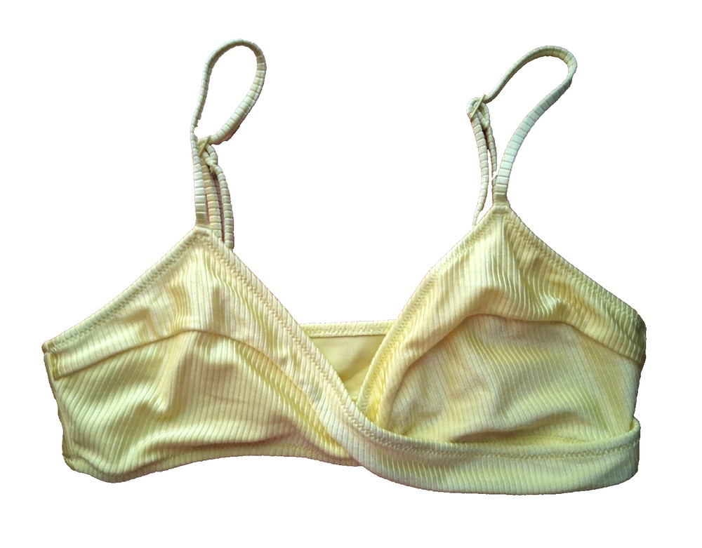 Aerie Women's yellow low scoop shine ribbed bikini top M