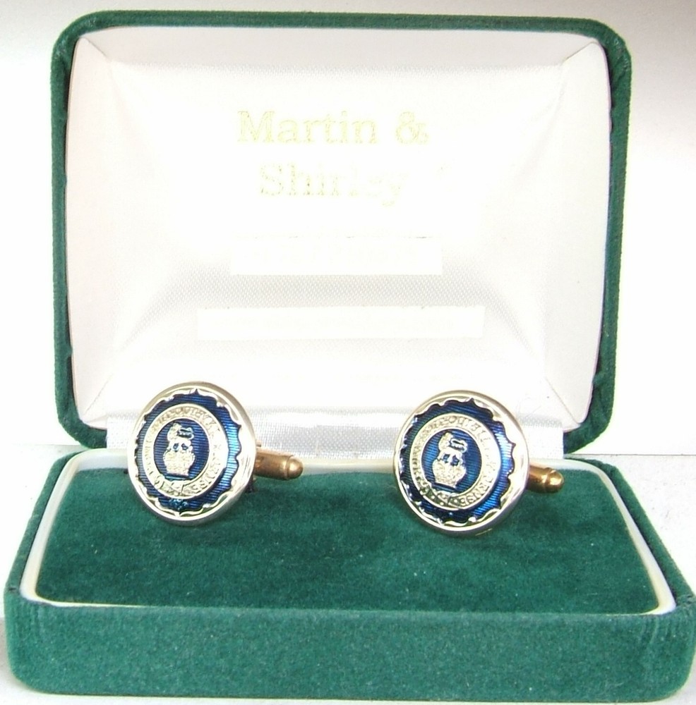 Royal Logistics Corps Blue & Pale Gold Button Cufflinks-image