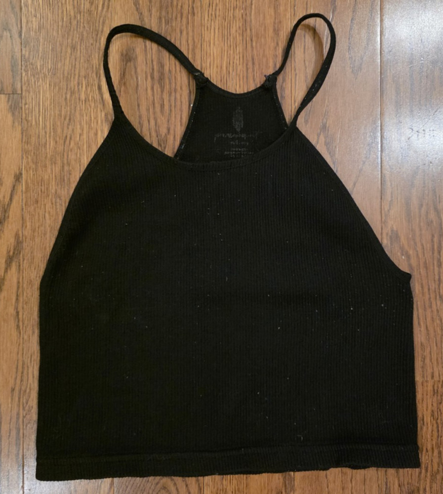 Black Free People Movement Spaghetti Strap Crop Top Size S