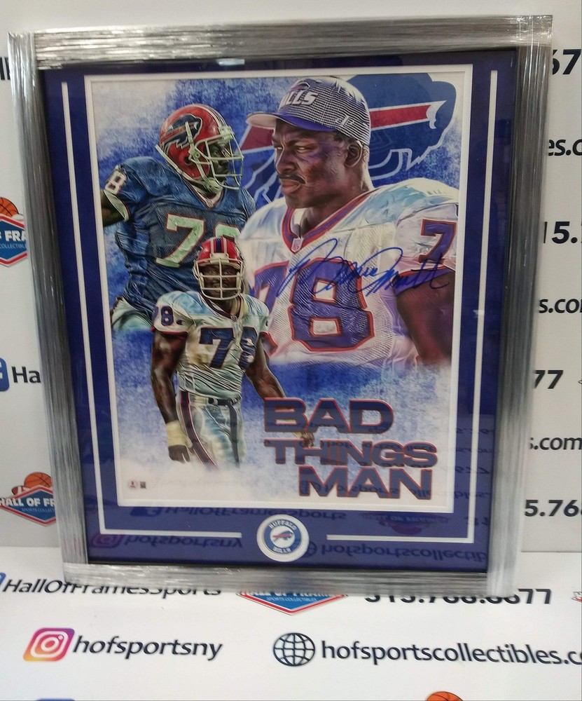 Bruce Smith Signed Buffalo Bills Custom Framed 16X20 Beckett Coa