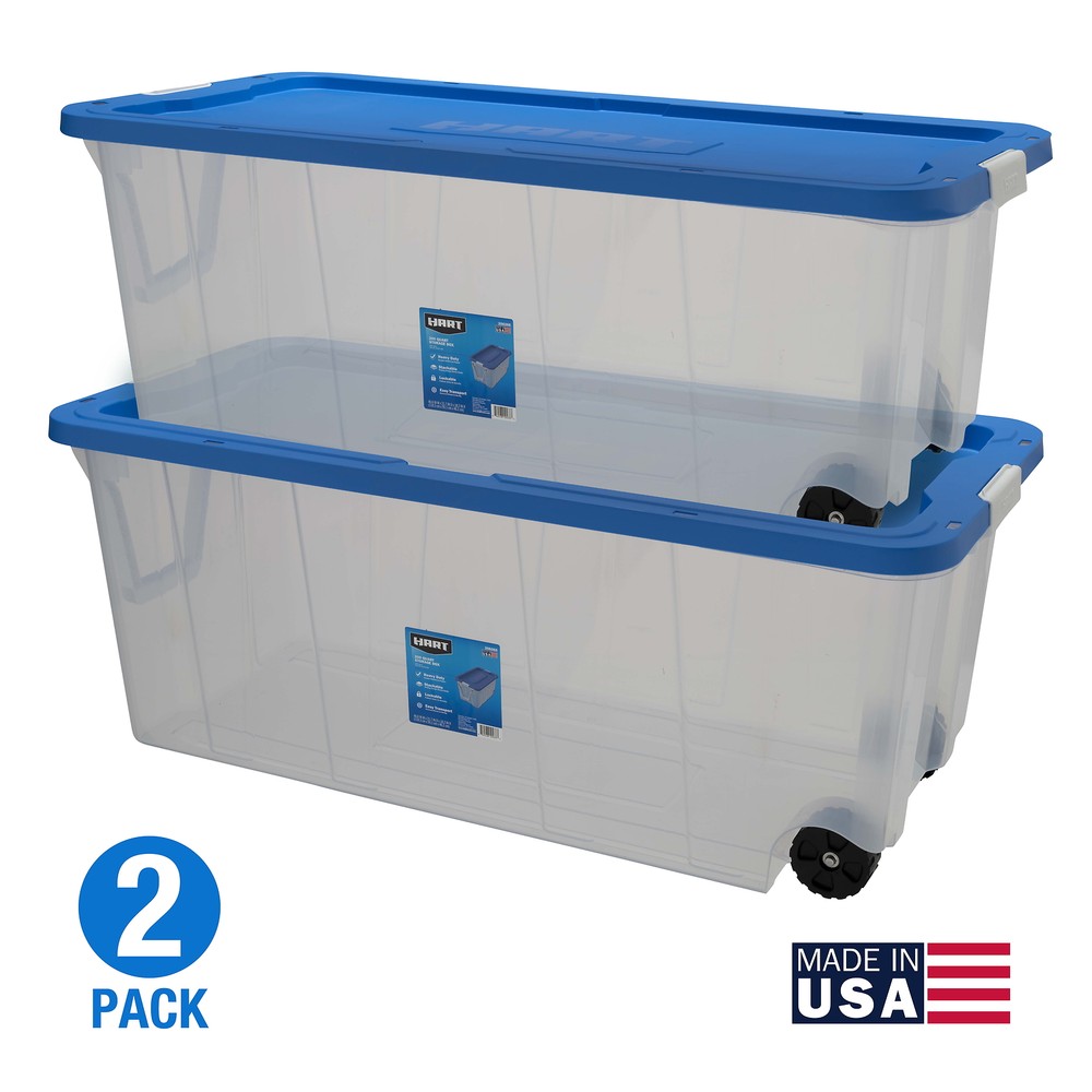 200-Qt Clear Rolling Storage Bins with Lids, Set of 2