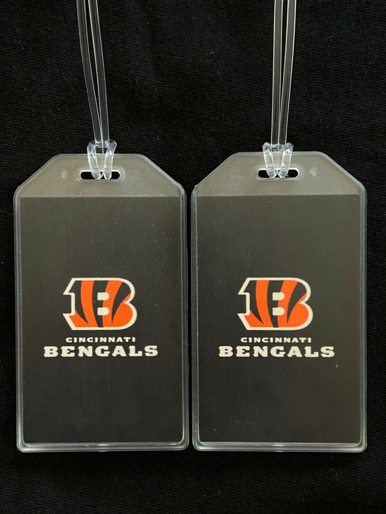 CINCINNATI BENGALS CUSTOM NFL LUGGAGE TAGS SET OF 2 - STRIPES - NAME BAG TRIP ID