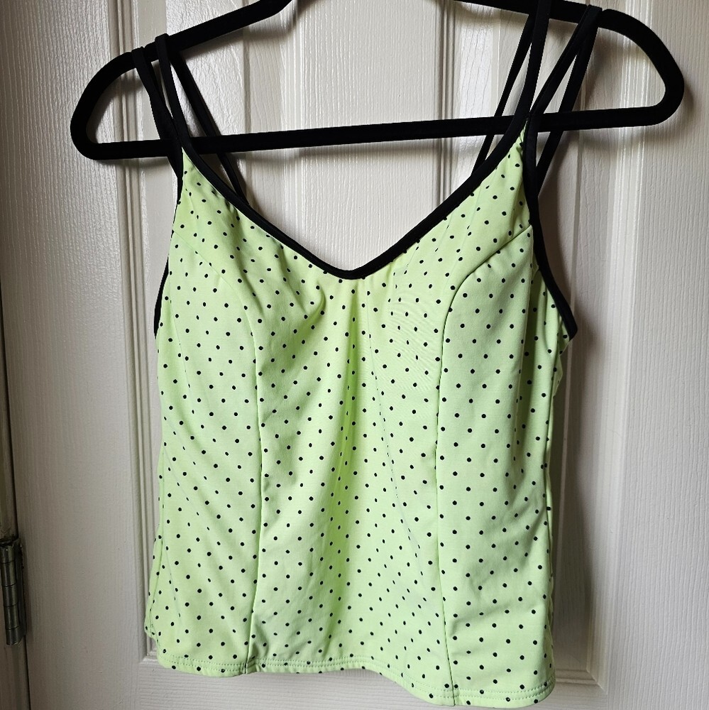 Miraclesuit Tankini Top 10 Polka Dot Double Strap Slimming Swimsuit Swimwear