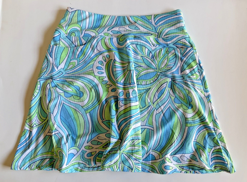 Icikuls Skort Size XS Floral Green/Blue Skirt Tennis Golf Nylon Spandex