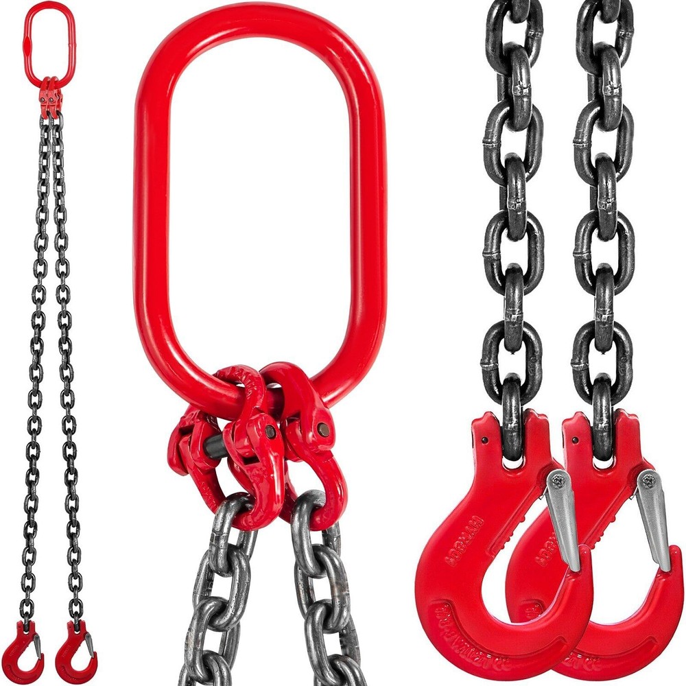 Chain Sling, 3/8 inch x 5 ft Lifting Chains with Hooks, G80 Engine Chain Hoist L