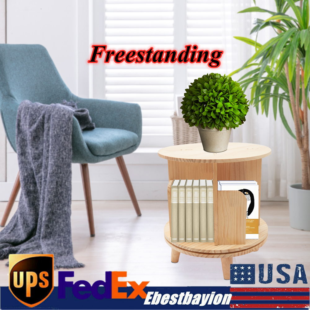 Bookshelf Organizer 360° Rotating Bookcase Storage Shelf Rack Floor Standing