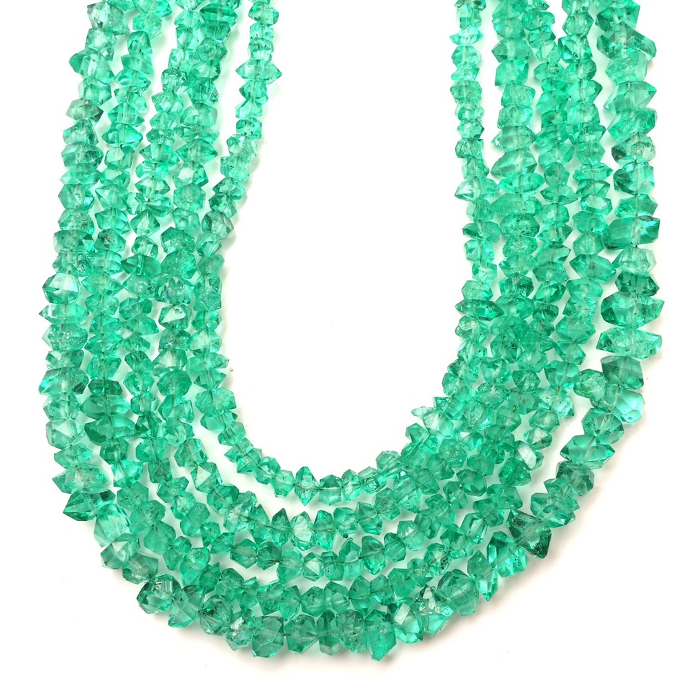 Natural Herkimer Diamond Beads 8 Inch Strand 6-8 MM Rough Beads Green Coated