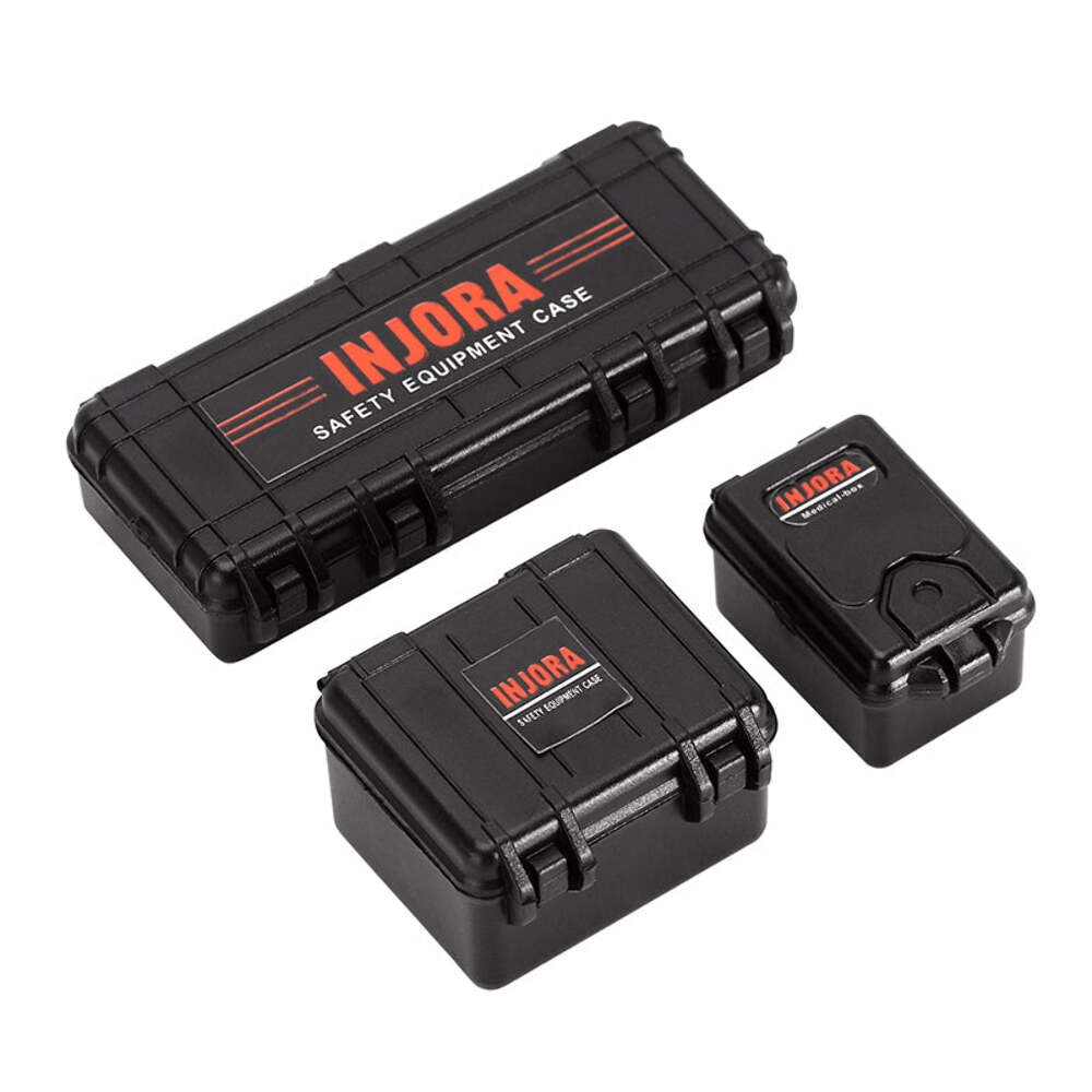 INJORA 3pcs Mini Storage Box Equipment Case Scale Accessory For 1/18 1/24 RC Cra
