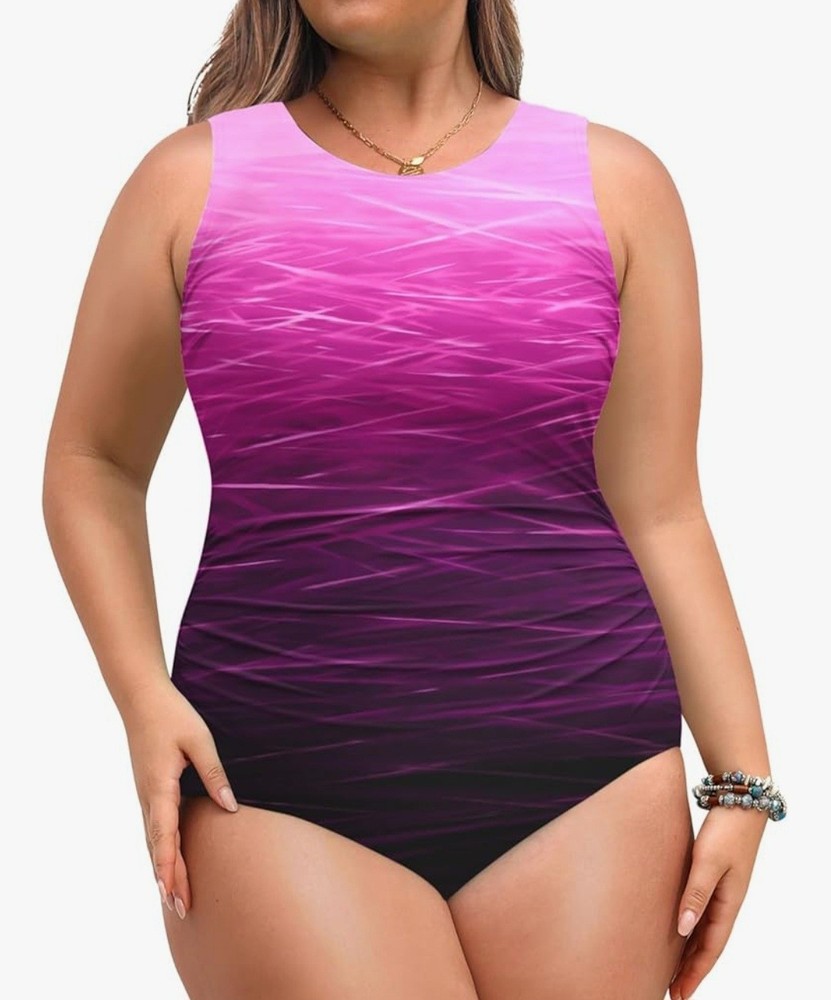 Daci Women Plus Size Swimsuit Tummy Control Athletic BathingSuit Slimming Sz 14W