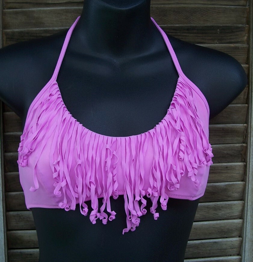 VICTORIA'S SECRET lavender purple fringe bikini top only~size MEDIUM~M~