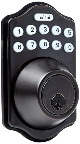 AmazonBasics Traditional Keypad Deadbolt Lock with Key Entry - Pl139  -image