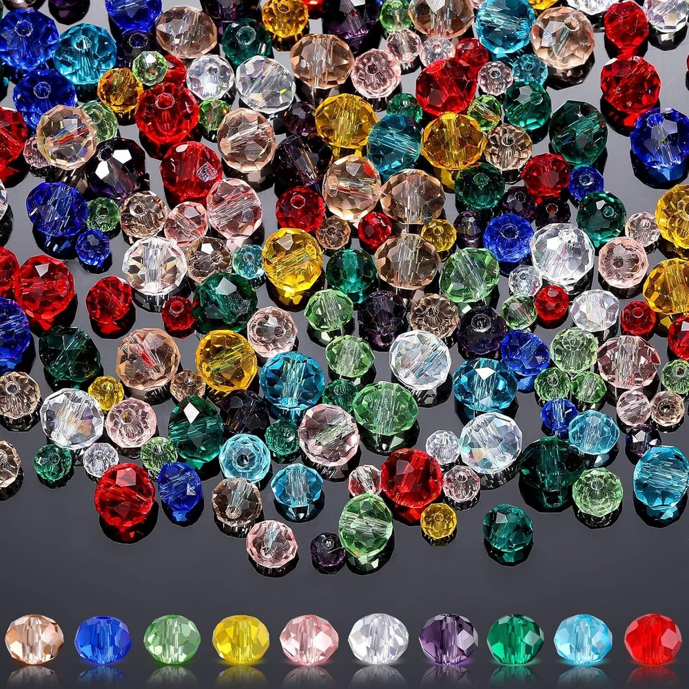 1000 Pcs Assorted Crystal Glass Beads for Jewelry Making Colorful Faceted