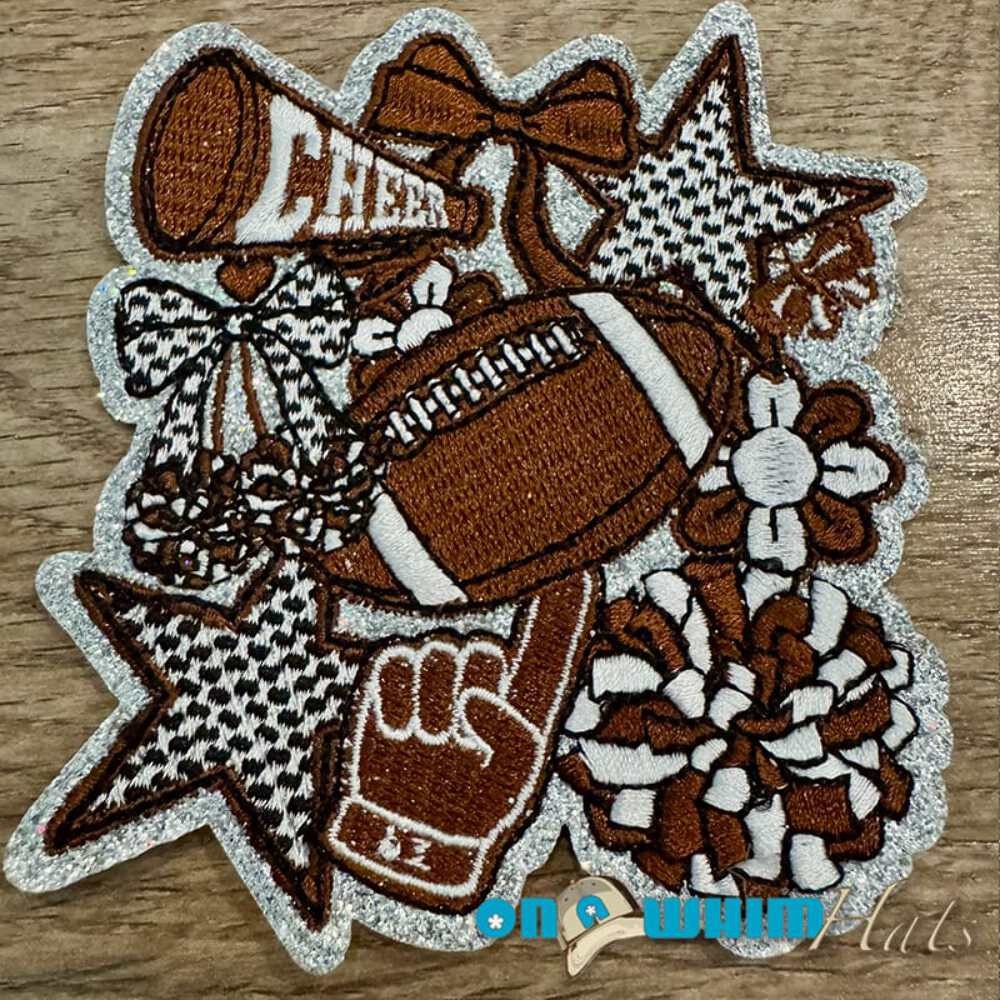 Football Cheer Brown Iron-On Patch