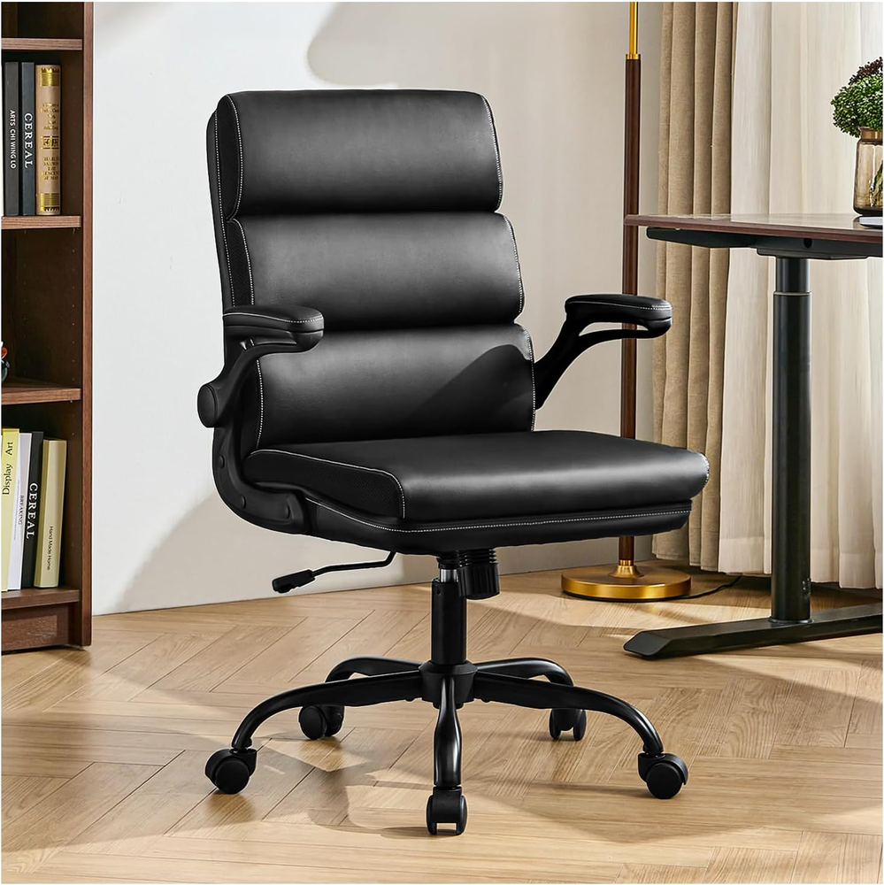 Adjustable Mid-Back Executive Office Chair in Comfortable Bonded Leather
