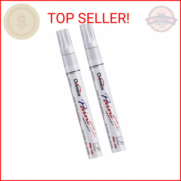 White Oil-Based Permanent Paint Markers - 2 Pack for Crafts & DIY-image