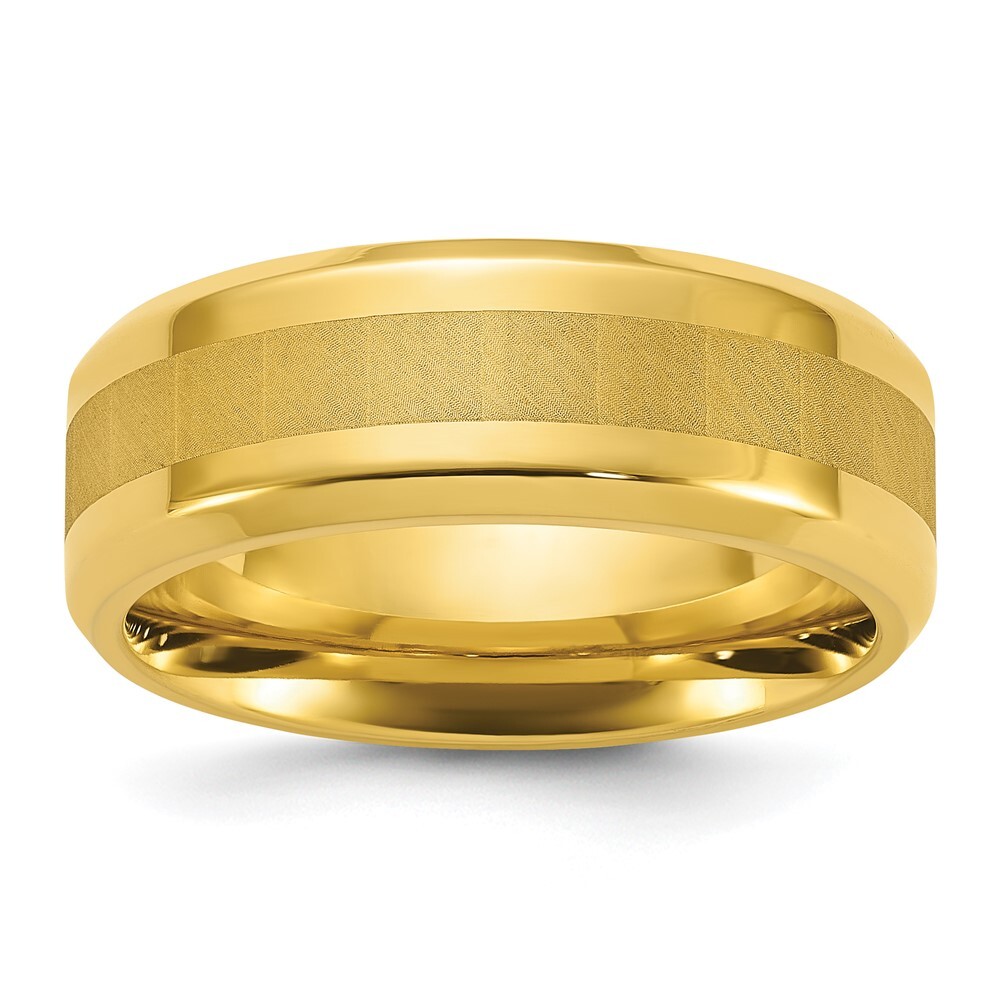 Titanium Polished Yellow IP-plated Brushed Center 8mm Band Ring Size 11