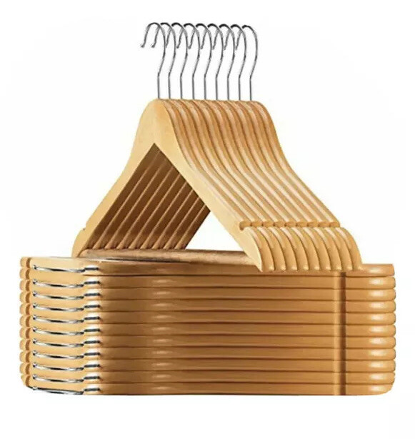 AmazonBasics 30-Piece Natural Wood Suit Hangers for Closet Organization-image