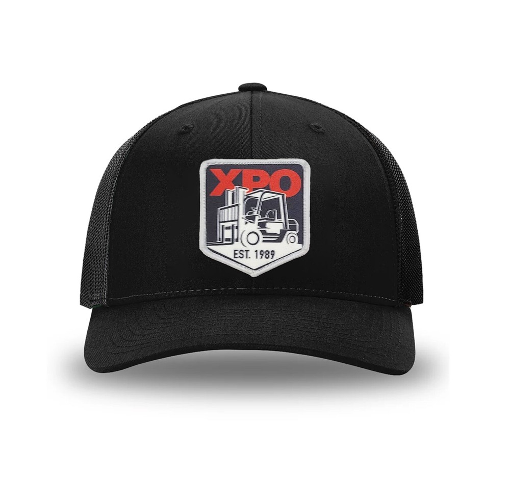 XPO Logistics Snapback Trucker Hat with Custom Forklift Patch - Black-image