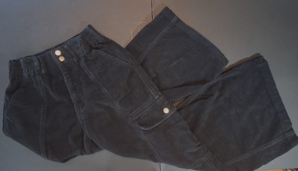 Hot Topic Womens Black Corduroy Wide Leg Cargo Goth Grunge Pants-image