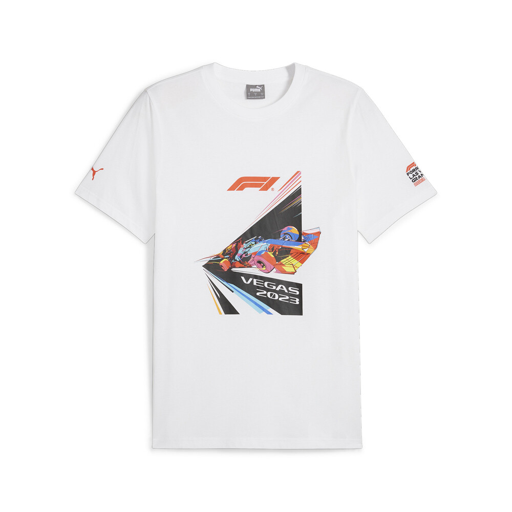 Puma Vegas Graphic Crew Neck Short Sleeve T-Shirt X F1 Mens White Casual Tops 62