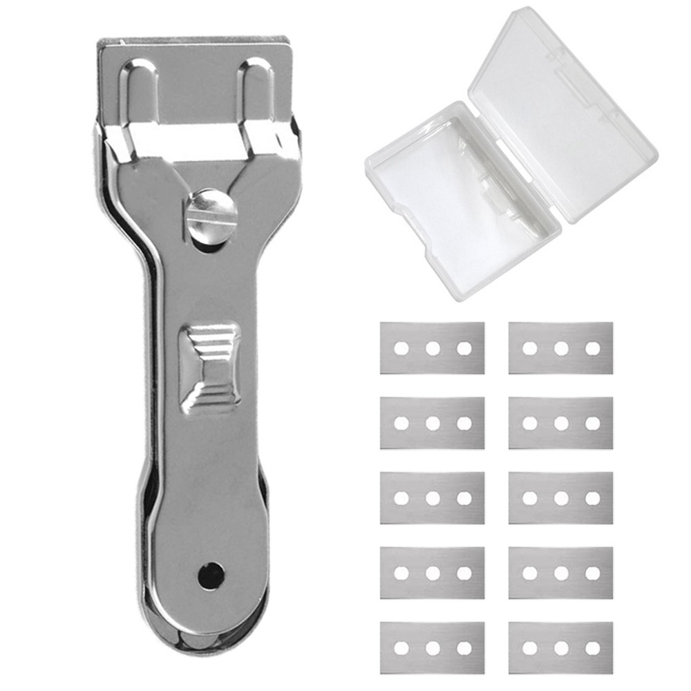 Stainless Steel Razor Scraper Tool with Replaceable Blades for Stain Removal  