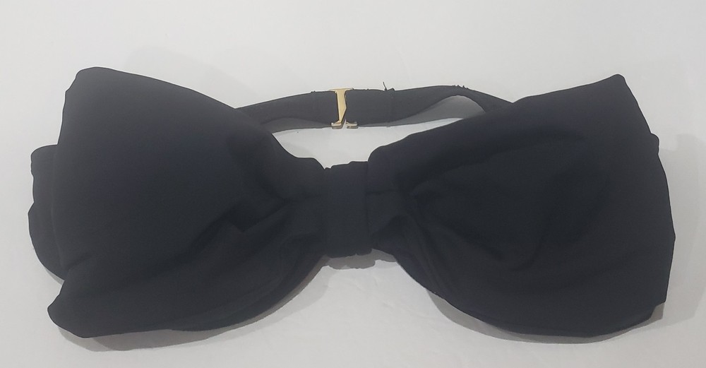 Kate Spade New York Georgico Beach Bandeau Black Swim Bow Strapless Top Size M