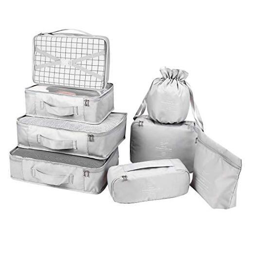 Packing Cubes 8 Sets Travel Luggage Organizers Include Waterproof Shoe Grey
