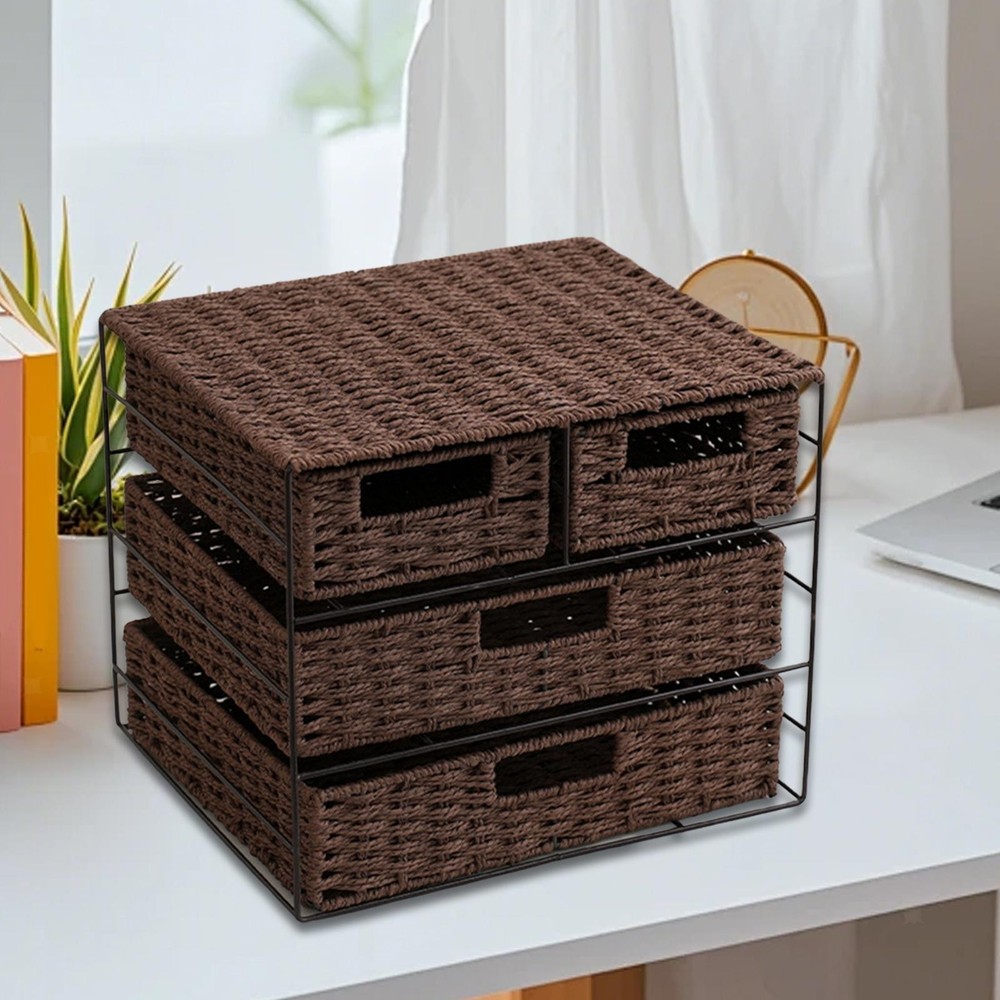 Handwoven Large Capacity Drawer Storage Box for Multipurpose Organizing
