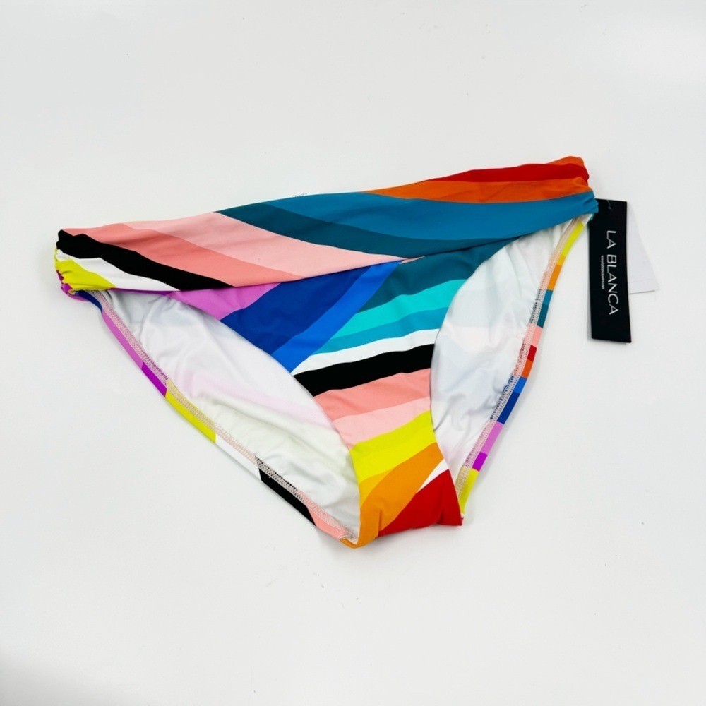 ✅ NWT LA BLANCA MULTI COLORED FOLD OVER BIKINI BOTTOMS SIZE 12