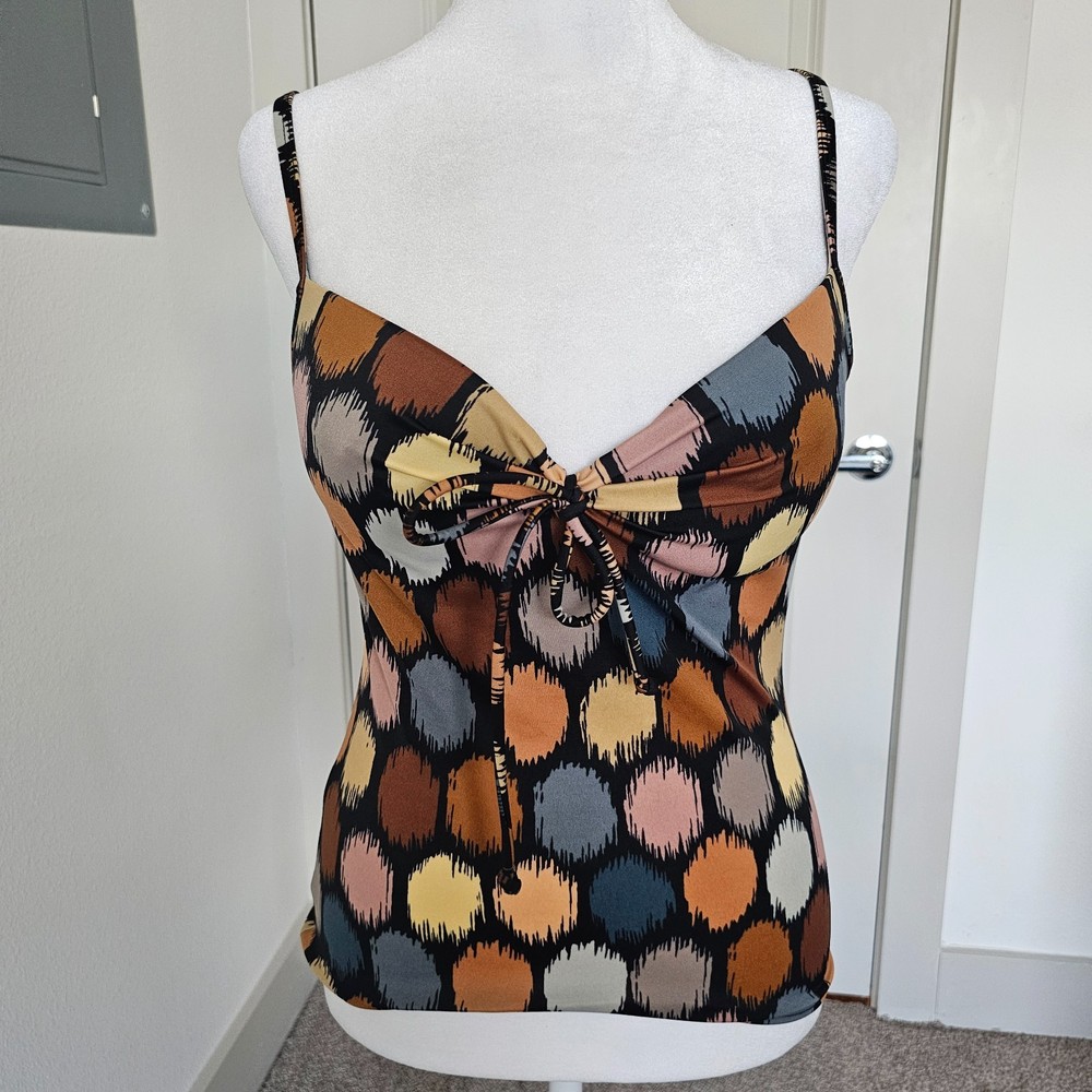 Victoria’s Secret Tankini Swim Top 34C Built-In Bra Multicolor Ikat Print