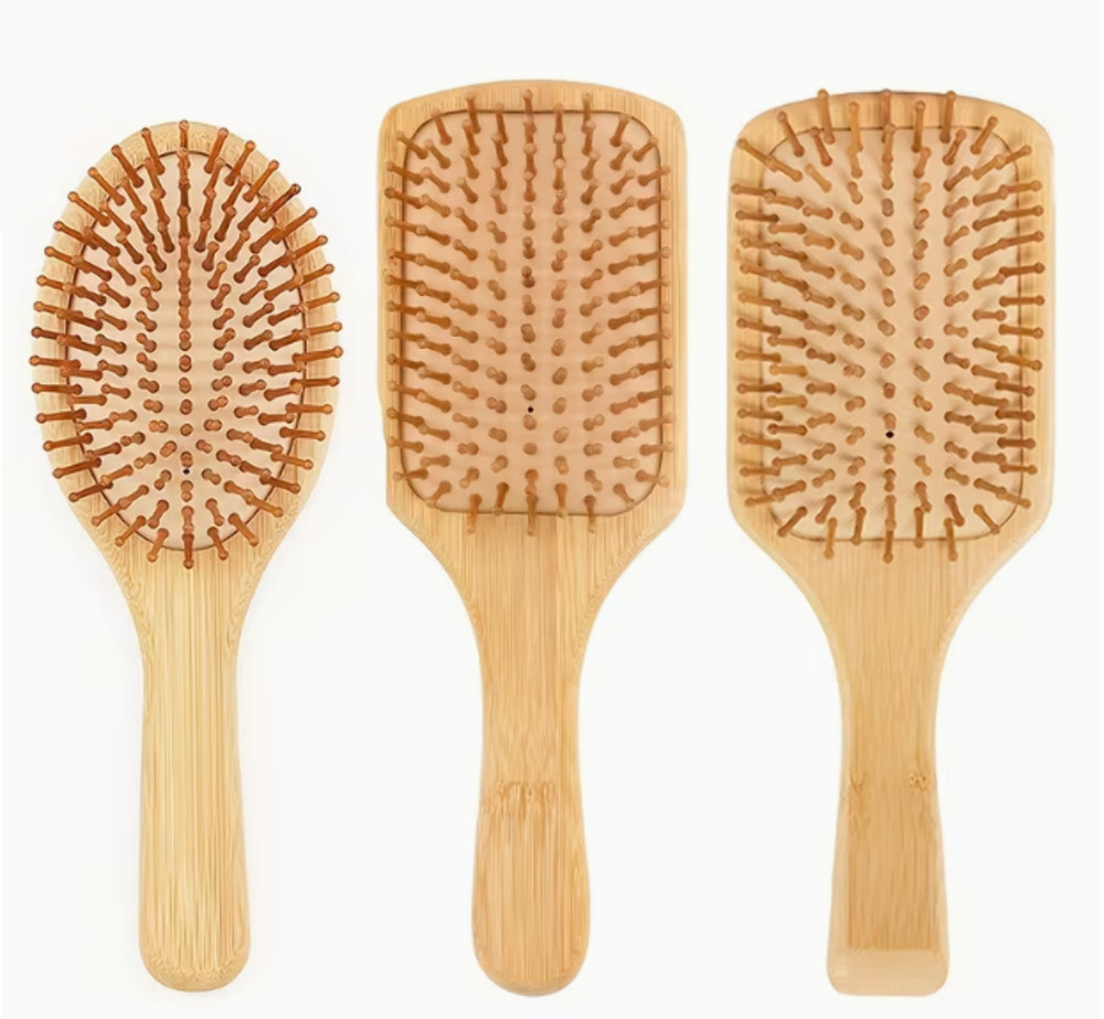 3PCS Bamboo Hair Brush Set,Natural Wooden Bamboo Brush,Combs for Women, Men