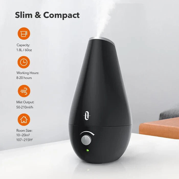 2.5L Mini Filter Free Cool Mist Humidifier For Baby, BPA-Free 20 Hr Baby Nursery