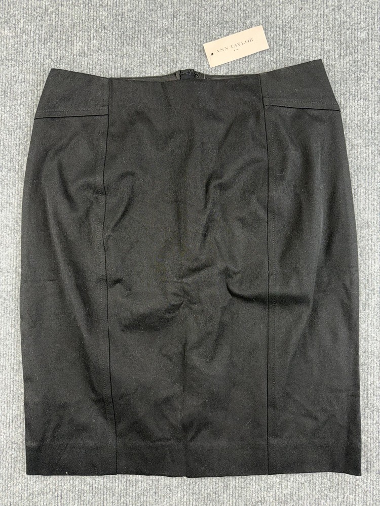 Ann Taylor Skirt Womens Petite 2P Black Twill Pencil Stretch New Tag Career
