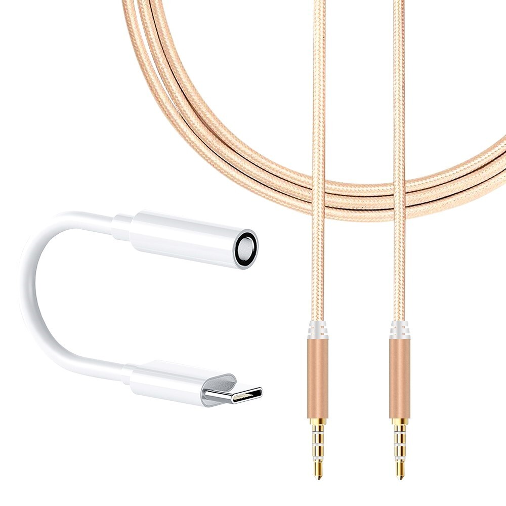 Premium Real Type C to 3.5mm Audio Cable with DAC Chip + Aux Cable for HTC U12+