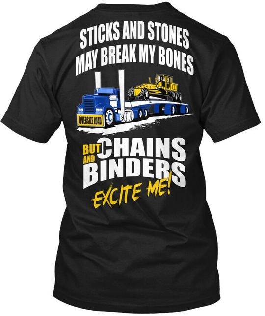 Flatbed Binders Left Chest Chains Excite Me T-Shirt Made in USA Size S to 5XL