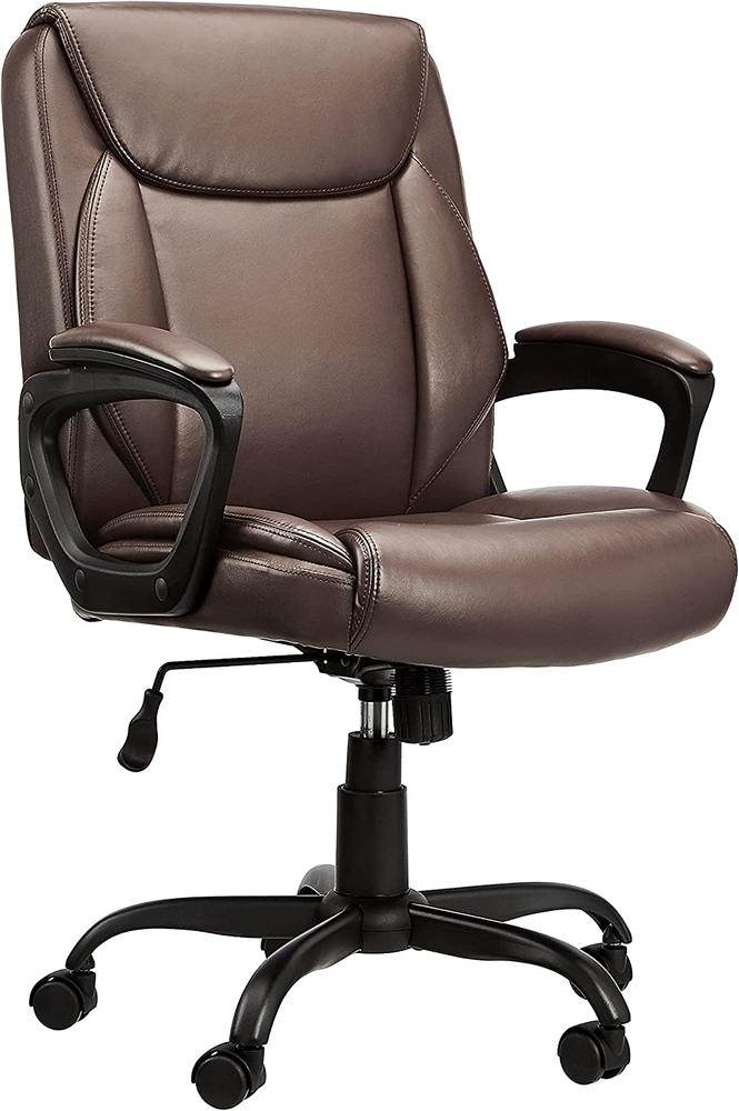 AmazonBasics Classic Puresoft PU-Padded Mid-Back Office Chair with Adjustable Height-image