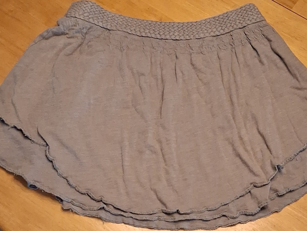 American Eagle Outfitters Taupe Mini Skirt Knit Cotton Pull On Elastic Waist L