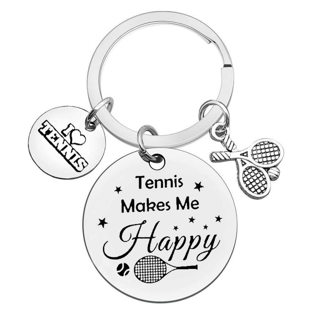 Tennis Keychain Gifts Tennis Lover Gifts Tennis Makes Me Happy Keychain Tenni...