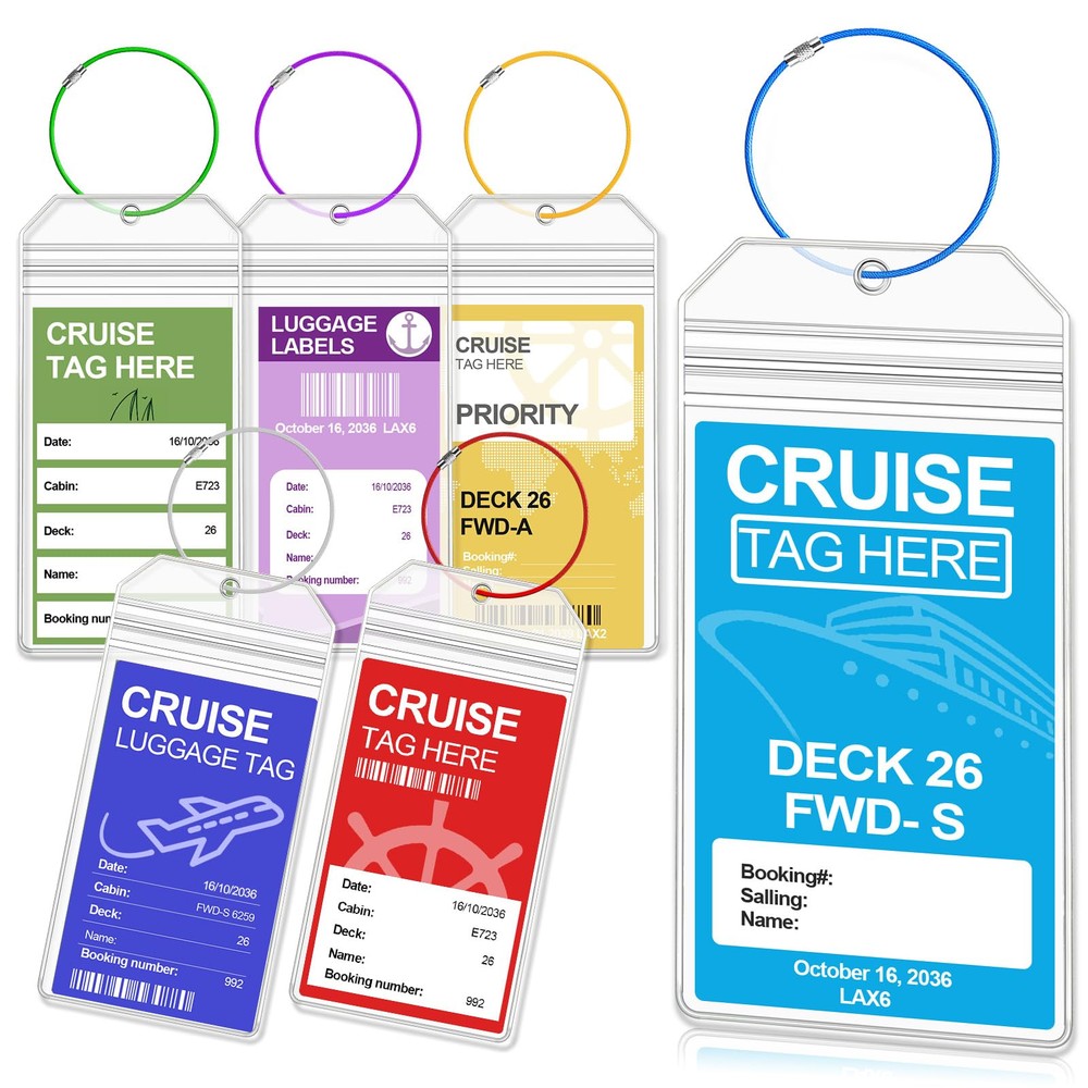 Cruise Luggage Tag Holder, 6 Pack Luggage Tags for Suitcases, Waterproof Clear