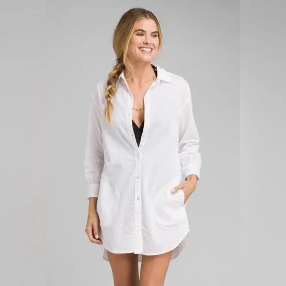 Prana Women's Mauzy Swimsuit Cover-Up NWOT Size M White