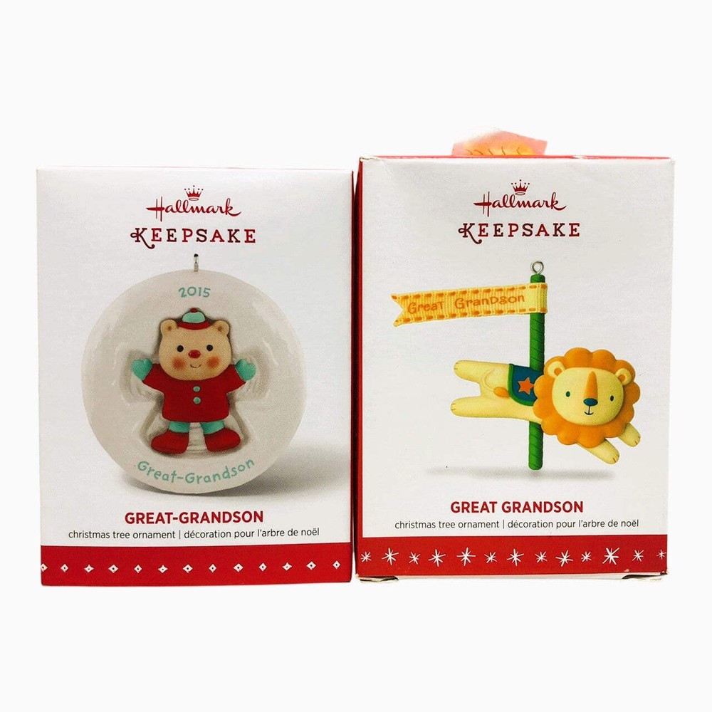 1915 - HALLMARK Set of 2 Great Grandson Ornaments |Pod 1-70|